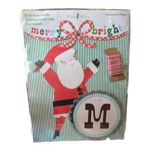 Meri Meri Christmas Garland Decor Merry & Bright Santa Reindeer Pennant